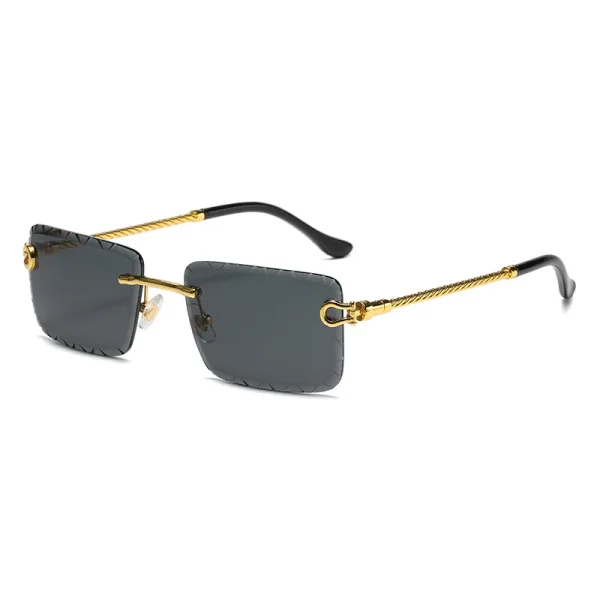 Vintage Brand Designer Square Rimless Sunglasses Fashion Cut Edge Black Shades Clear Sun Glasses Men Women 2025 - Image 4