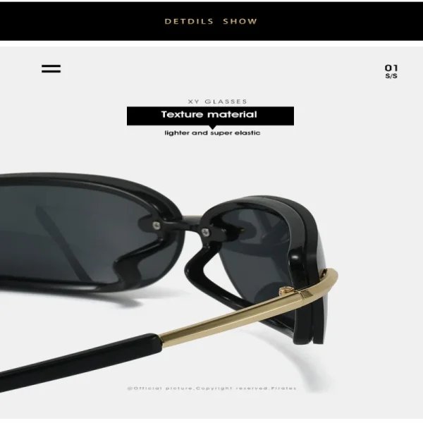New Style Personality Rimless Trimming Curved Lens Versatile Women Men Shades Vintage Sunglasses - Image 6