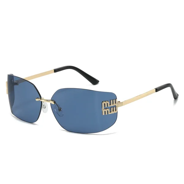 New Style Personality Rimless Trimming Curved Lens Versatile Women Men Shades Vintage Sunglasses - Image 4