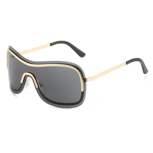 Fashion One Piece Oversized Shades Trendy Face Shield Ins Metal Frame Sun Glasses Y2K Sunglasses Women - Image 5