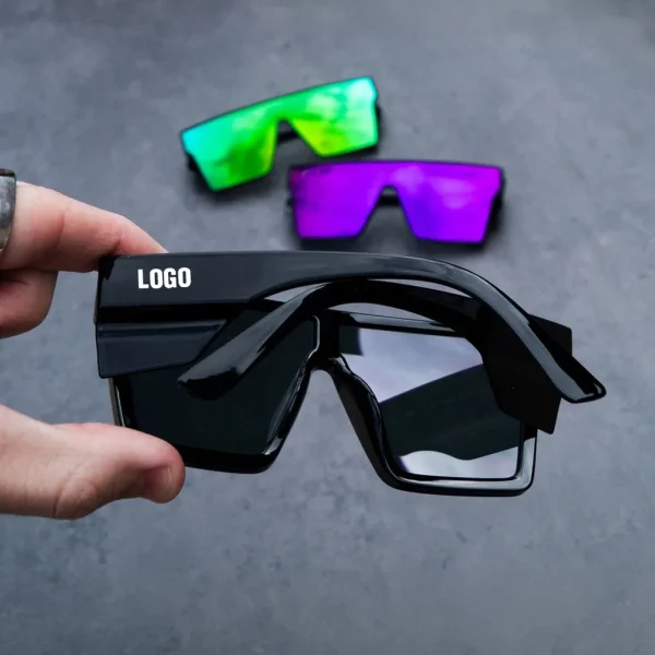 Custom Logo Purple Green Mirror ANSI Z87+ Goggles Popular Brand Women Men Oversize Safety Sunglasses UV400 High Quality