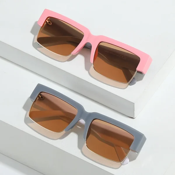 New Arrival Half Frame Square Personality Retro Versatile Women Men Shades Vintage Sunglasses - Image 4