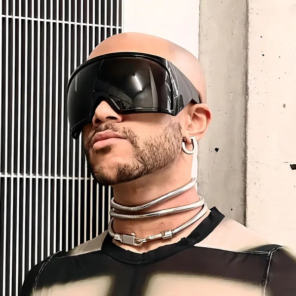 Women Men Y2K Futuristic Sun Glasses Oversized Mask One Pieces Lens Technology Shades Fashion Sunglasses Outstreet - Image 2