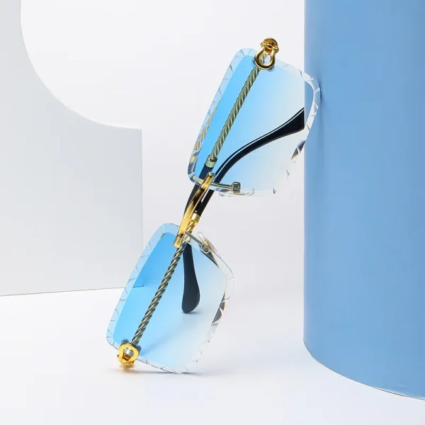 Vintage Brand Designer Square Rimless Sunglasses Fashion Cut Edge Black Shades Clear Sun Glasses Men Women 2025 - Image 2
