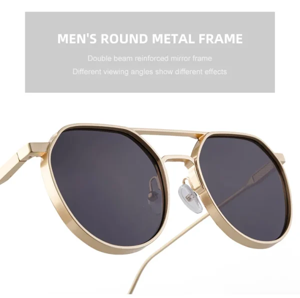 Retro Classic Luxury Brand Designer Sunglasses Men Custom Logo Vintage Round Metal Frames Man Sun Glasses 2025 Shades - Image 5