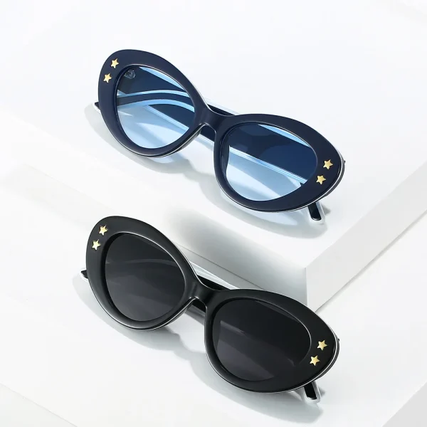Celebrity Luxury Star Rivets Cat Eye Men New Brand Shades Eyewear Vintage Oval SunGlasses Women Personality - Image 4