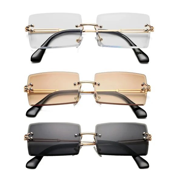 Luxury Square Women Designer Fashion Rectangle Women Sun Glasses Y2K Rimless Man Sunglasses Logo 2025 - Image 2