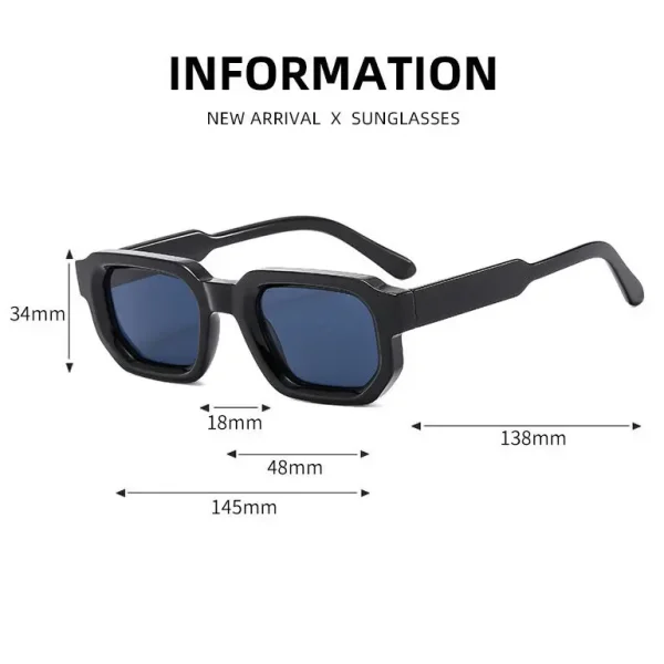 2025 Thick Frame Luxury Branded Sunglasses Black Small Frames Square Sun Glasses for Men Women - Image 5