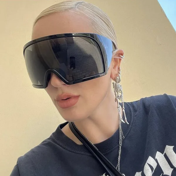 Women Men Y2K Futuristic Sun Glasses Oversized Mask One Pieces Lens Technology Shades Fashion Sunglasses Outstreet