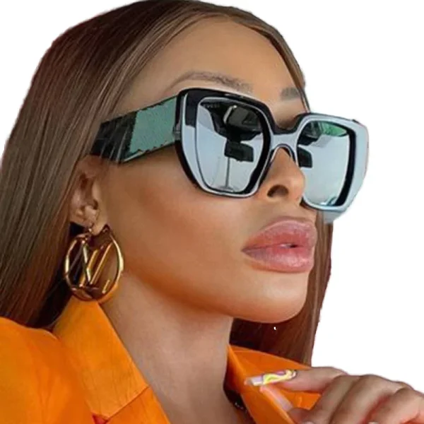 New Trendy Oversized Square Sunglasses Unisex Adults Wholesale Black Blue Beige UV400 Trendy Plastic Sunglasses - Image 6