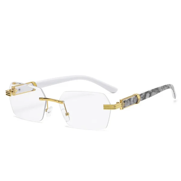 2025 Hot Sale Candy Color Marbling Square Rimless Cut Edge Black Shades Clear Sunglasses for Men Women - Image 5