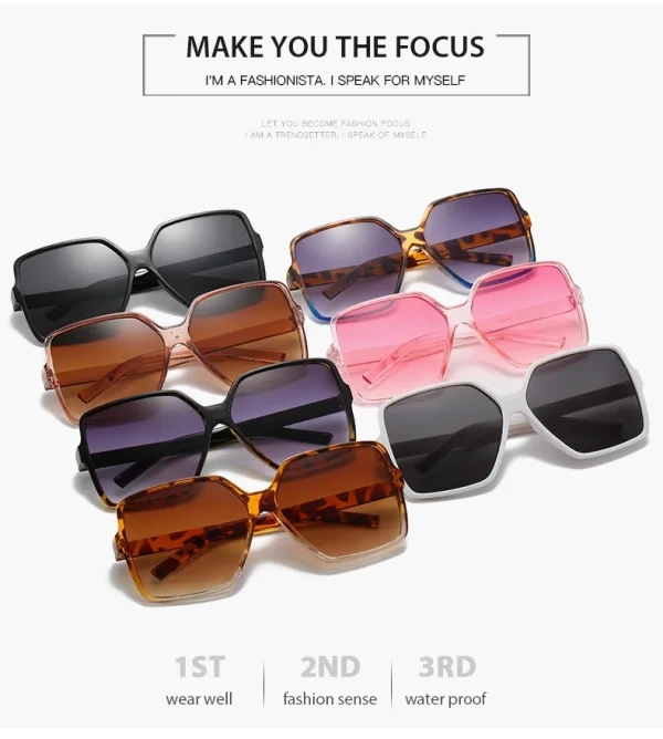 New Trendy Large Frame Shades Women Drive Sunglasses Fashion Colorful Glasses Men UV400 in Stock - Image 2