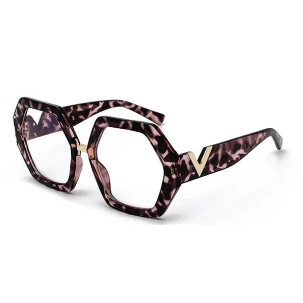 Black Leopard Polygon Anti-blue Light Eyeglasses for Women Vintage Oversized Clear Computer Elegant Glasses Frame Female - Image 3