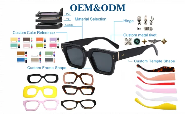 Square Shades Men High Quality Fashion Women Retro Vintage Custom Sunglasses Logo 2025 - Image 4