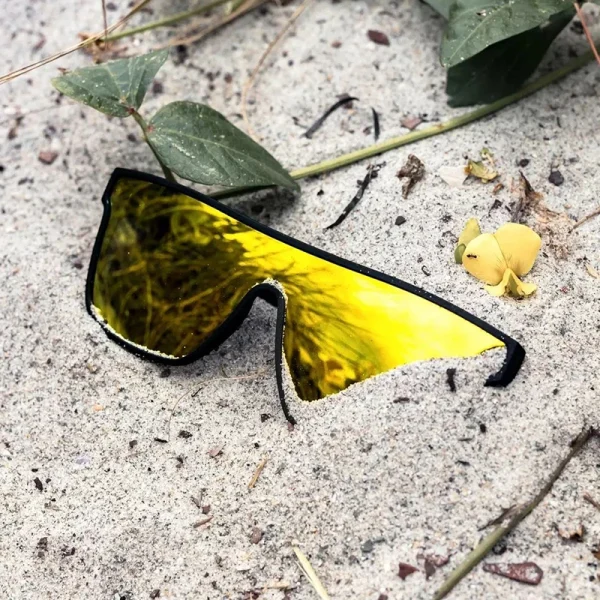 Oversized Frame Square Beach Men Women Fashion High Quality Yellow Mirror Polarized Lens UV400 SunGlasses