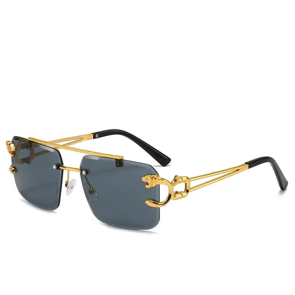 Fashion Designer Metal Eyeglasses Unisex Rimless UV400 Custom Logo Luxury Latest Leopard Head Optical Frame - Image 5