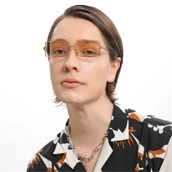 2025 Vintage Women High Quality New Fashion Small Square Shades Rimless Rectangle Sunglasses - Image 3