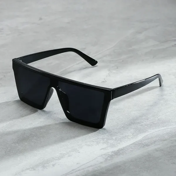 Hot Selling Retro Oversized Square Custom Logo Shades Vintage Black Flat Top Mirror Sunglasses Women Men - Image 3