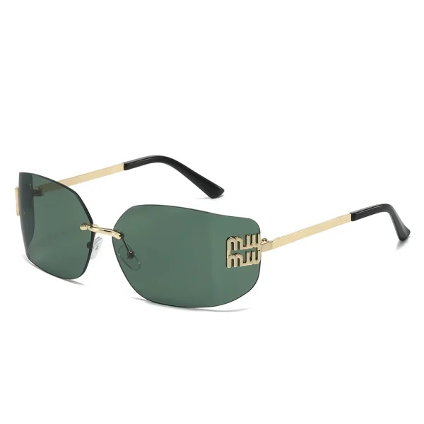 New Style Personality Rimless Trimming Curved Lens Versatile Women Men Shades Vintage Sunglasses - Image 5
