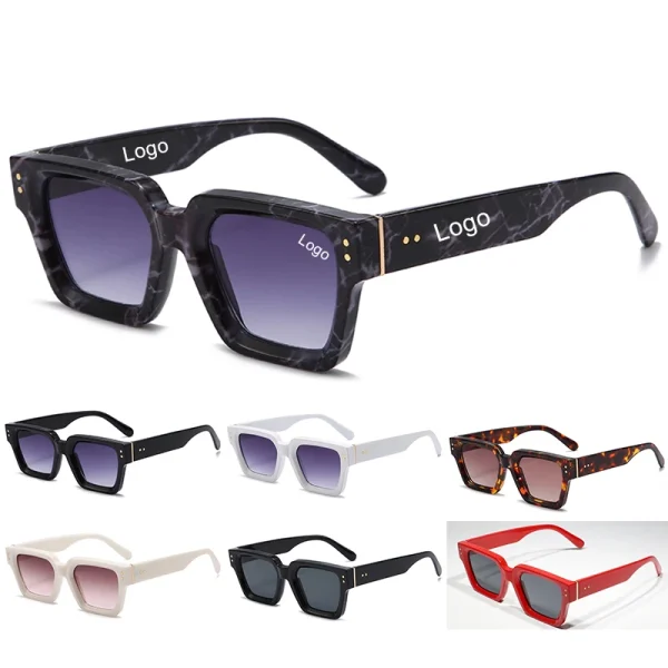 Square Shades Men High Quality Fashion Women Retro Vintage Custom Sunglasses Logo 2025
