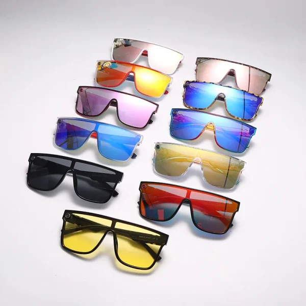 2025 High Quality Fashion Design Colorful Square Big Frame Shades Custom Luxury Brand Women UV400 Flat Top Sunglasses - Image 3