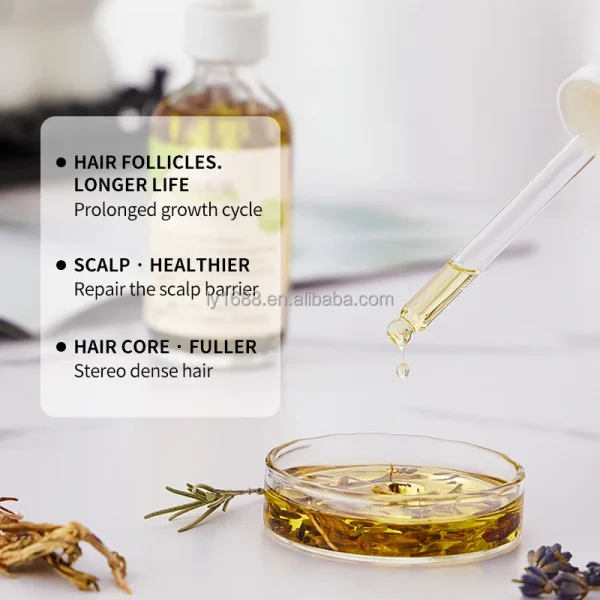 100% Natural Herbal Hair Care Oil Private Label Scalp Strengthening Rosemary Mint Oil with Organic Ginger for Hair Growth - Image 5