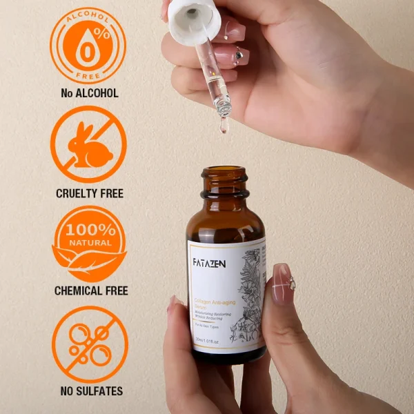 FATAZEN Collagen Anti Aging Serum Moisturizing Restoring Wrinkle Reducing for All Skin Type Facial Serum Essence for Face Lifing - Image 4