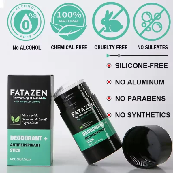 FATAZEN 100% Natural Body Care Body Balm Stick Antiperspirant Stick with Ocean Scent and Citron 2-in-1 Deodorant Stick - Image 6