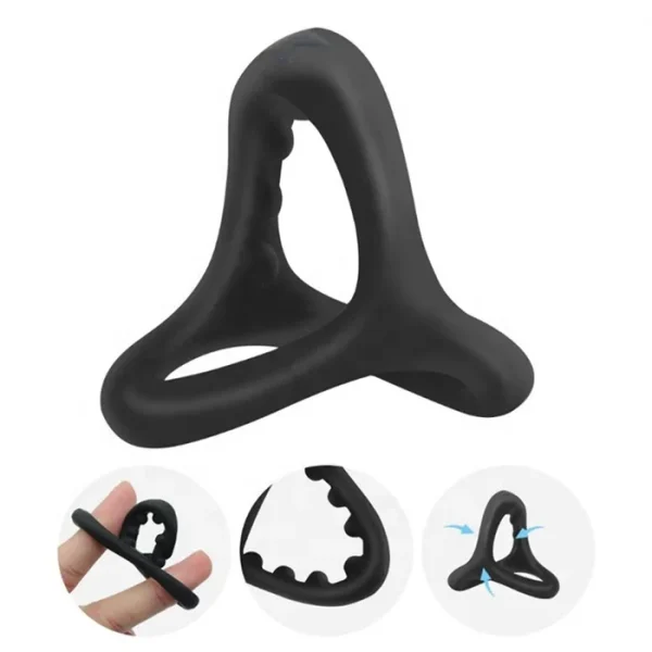 2025 New Design Shark Triple Silicone Cock Ring Soft Sex Toys for Penis Erection Enhancement & Delay Ejaculation - Image 4