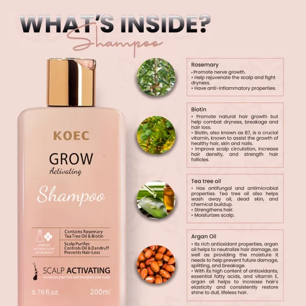 KOEC Simply Grow Activating Shampoo Deeply Nourish Hair Anti Hair Loss Rosemary Scalp Treatment Growth Shampoo for All Hair Type - Image 3