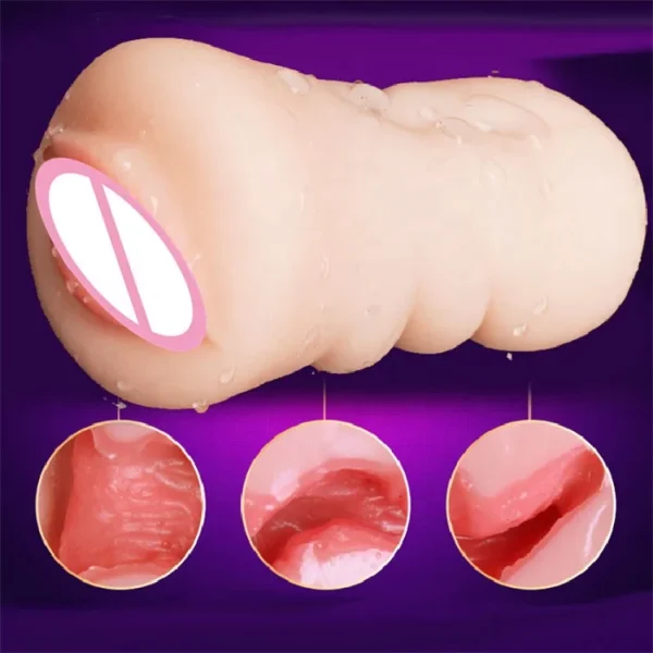Realistic Textured Adult Pocket Pussy Stroker Men's Masturbator for Sexual Satisfaction - Image 3