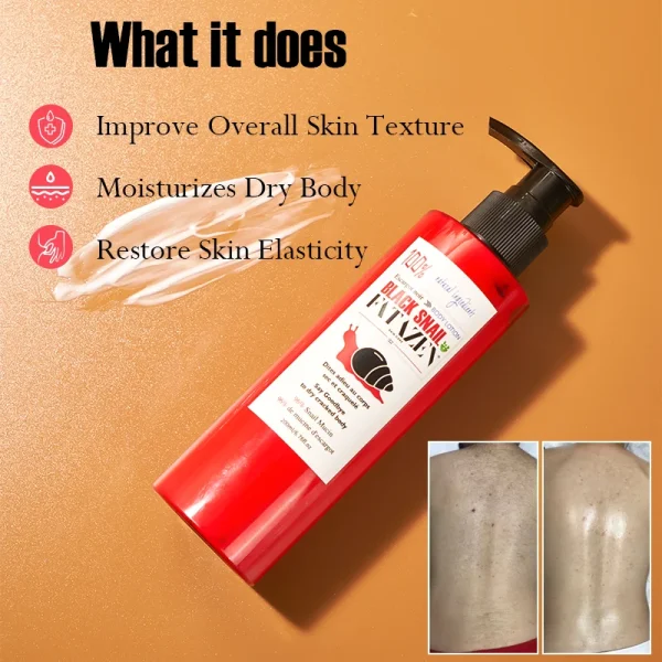 FATAZEN 12Hr Moisturizing Luxury Organic Black Snail Body Lotion OEM Skin Care Boost Moisturizer Whitening Smoothing Body Cream - Image 4