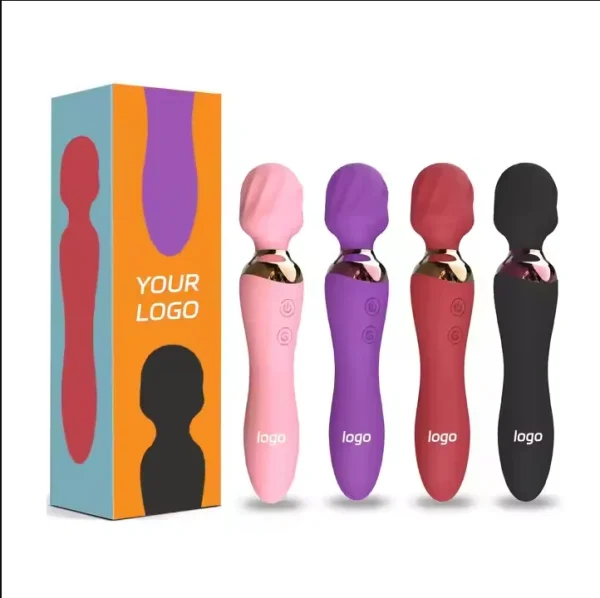 Custom Outlet Powerful Female Vibrator Wand Massager 24 Modes Double Head Wand Vibrator Clit Stimulator Sex Toys Adult Sex Toys