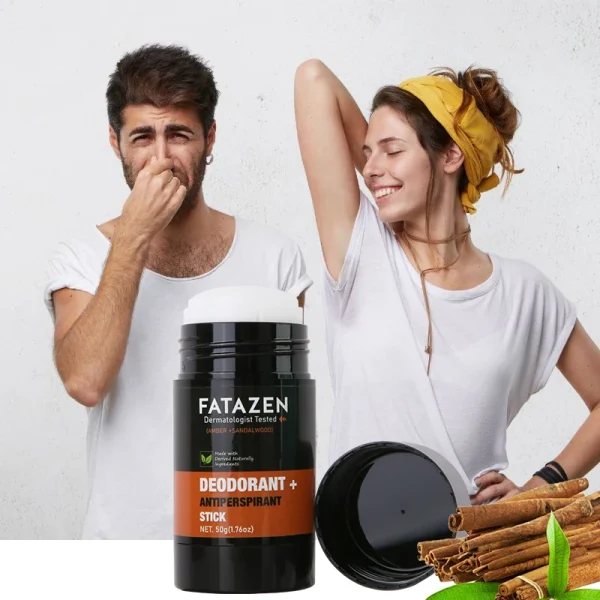 FATAZEN Organic Armpit Deodorization Balm Perfume 100% Natural Antiperspirant Stick Amber Sandalwood 2-in-1 Deodorant Stick - Image 4