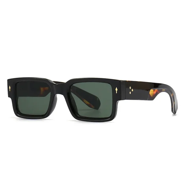 6035 Vintage Tortoiseshell Rivet Thick Frame Rectangle Sunglasses Women Men 2023 Design Retro Blue Lens Square Sun Glasses