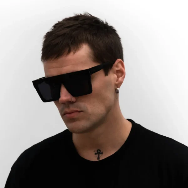 Popular Vintage Big Frame Square Black Silver Lens Custom logo UV400 Fashion 2024 Sunglasses Women Men High Quality - Image 3