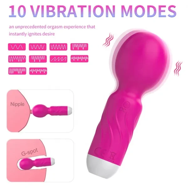 USB Rechargeable Personal Massager 10 Frequency Mini Wand for Muscle Tension Relief Vibrators for Personal Use - Image 4