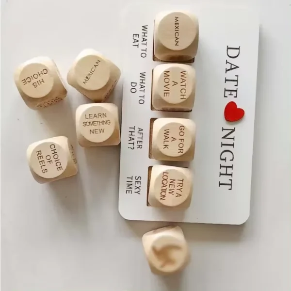 Valentine's Day Gift Ideas 2025 Custom Wooden Dice Set Colorful Cubic Date Night Lover Adult Board Game Fun Romantic Dice Square - Image 2