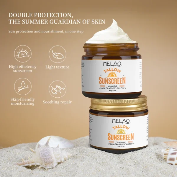 Private Label Sunblock Face Beauty Cosmetics Korean Skin Care Products Makeup Grass Fed Beef Tallow Sunscreen Cream Spf 50 - Image 4