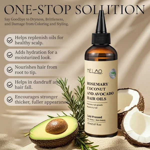 Rosemary Essential Hair Loss Oil Growth Oil Hair Strengthening Dandruff Itchy Deep Rosemary Coconut Avocado Hair Oil - Image 2
