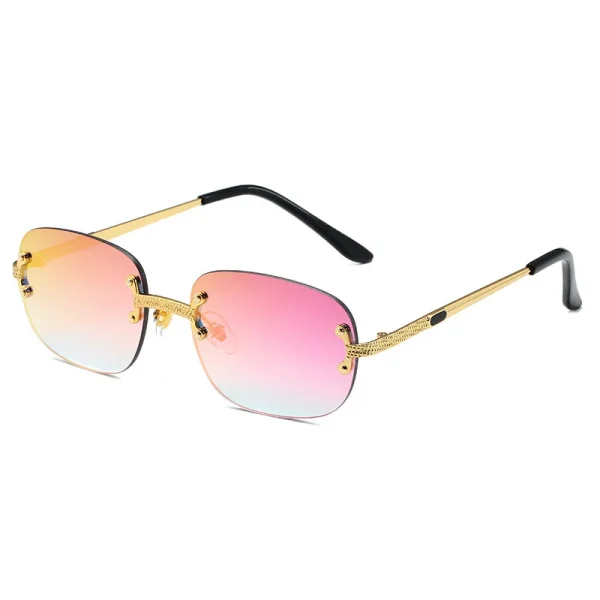 High End Metal Gradient Vintage Small Rectangle Sun Glasses Shades Rimless Square Sunglasses for Men Women - Image 3