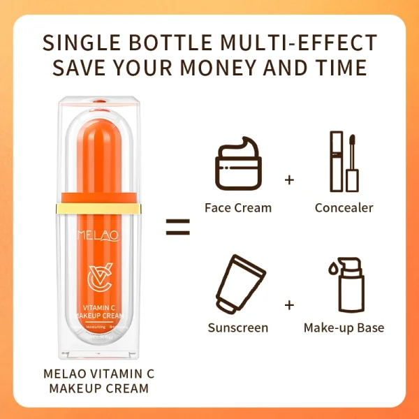 Easy to Use Makeup Foundation Waterproof Skin Full Cover Face Moisturizing Whitening Even Skin Vitamin C Glow Tone up Cream - Image 5