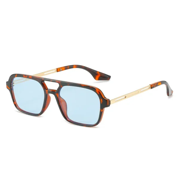 New Eye Wear Custom Double Bridge Retro Sunglasses Logo Square Unisex Fashion Trendy Shades Sunglasses - Image 6