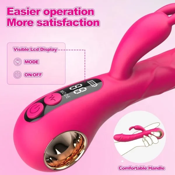 USB Rechargeable 9 Frequency Adult G Spot Clitoris Stimulator Realistic Bully Rabbit Vibrator with LCD Display for Women - Image 5
