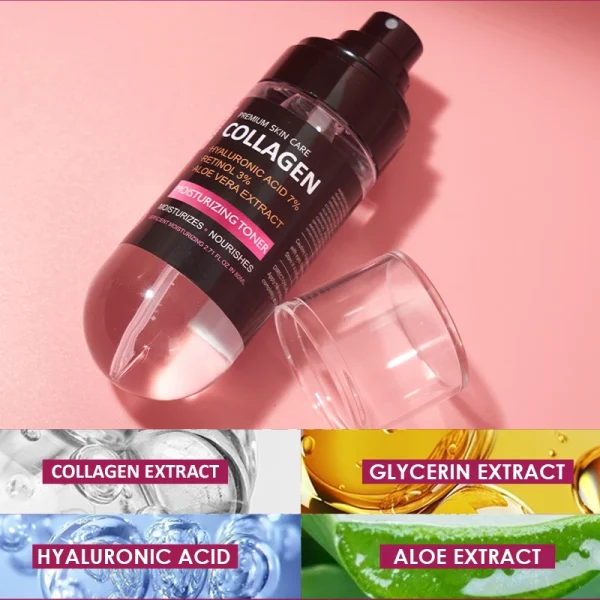 Private Label FATAZEN Deep Moisturizing Collagen Facial Toner OEM Skincare Products Organic Anti-Aging Repair Water Face Toner - Image 3