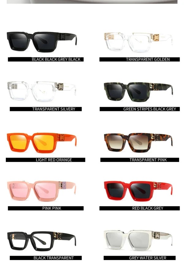 Sunglasses Men Fashion Millionaire Brand Designer Sunglasses Mens Gafas De Sol Square Trendy Luxury Women Sun Glasses - Image 4