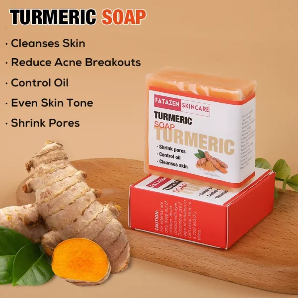 Deep Cleaning 100g Organic Natural Bleaching Skin Whitening Turmeric Soap Bar OEM Skin Care Anti Acne Handmade Face Bath Soap - Image 4