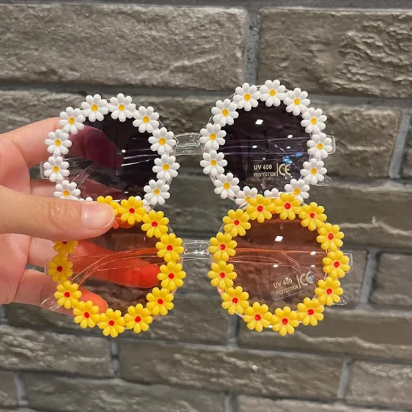 Ins Fashion Daisy Round Children's Sunglasses Girl Flowers Sunglasses Cute Baby Sunglasses - Image 3