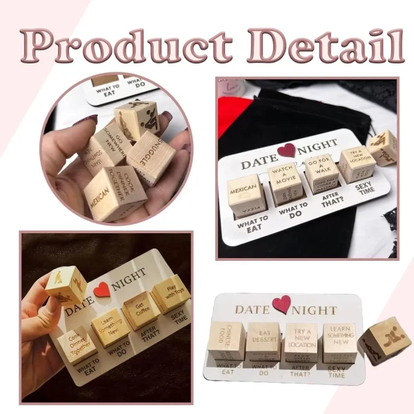 Date Night Dice for Couples Fun Night Dating Decision Dice Wooden Couple Dating Fun Dice Sex Toys - Image 5