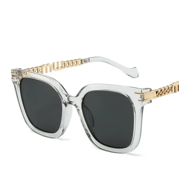 Temple Chain Metal Trendy Sun Glasses Oversize Frames Eyewear Women New Driving Sunglasses High Quality for Men - Image 5